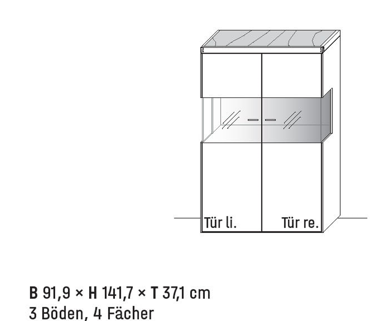Wöstmann WM 2520 - Highboard | Type 4940 | B: 91,9 cm | Wildeiche massiv, Keramik