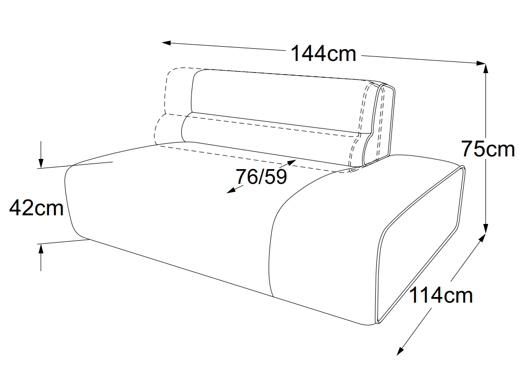 designwerk Colosseo - 2HT rechts | B: 145 cm | mit Rückenverstellung | D081523 designwerk Colosseo - 2HT rechts | B: 145 cm | mit Rückenverstellung | D081523