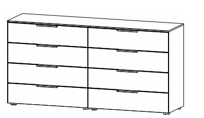 Illustration einer Kommode mit acht Schubladen vor weißem Hintergrund