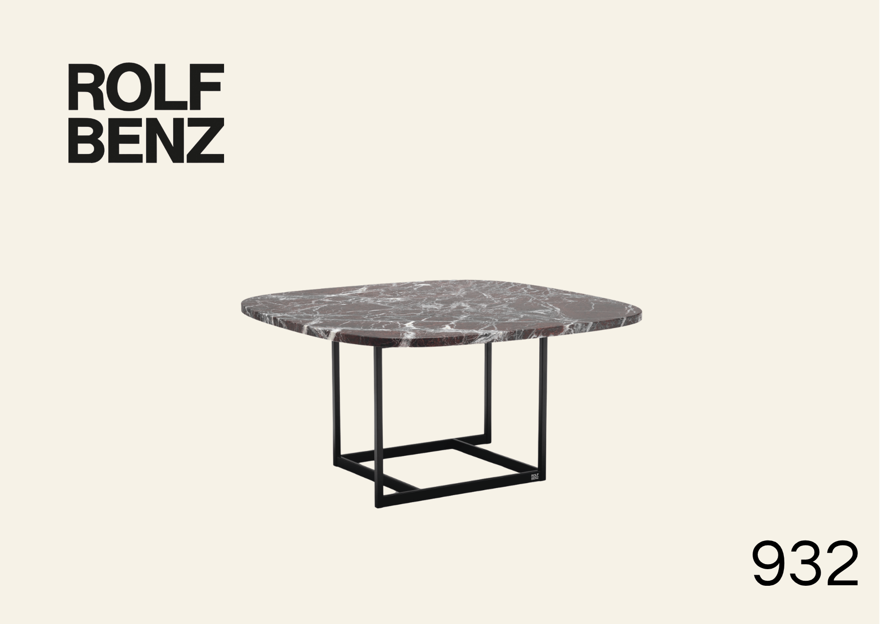 Marmorierter Couchtisch. Aufschrift: Rolf Benz 932.