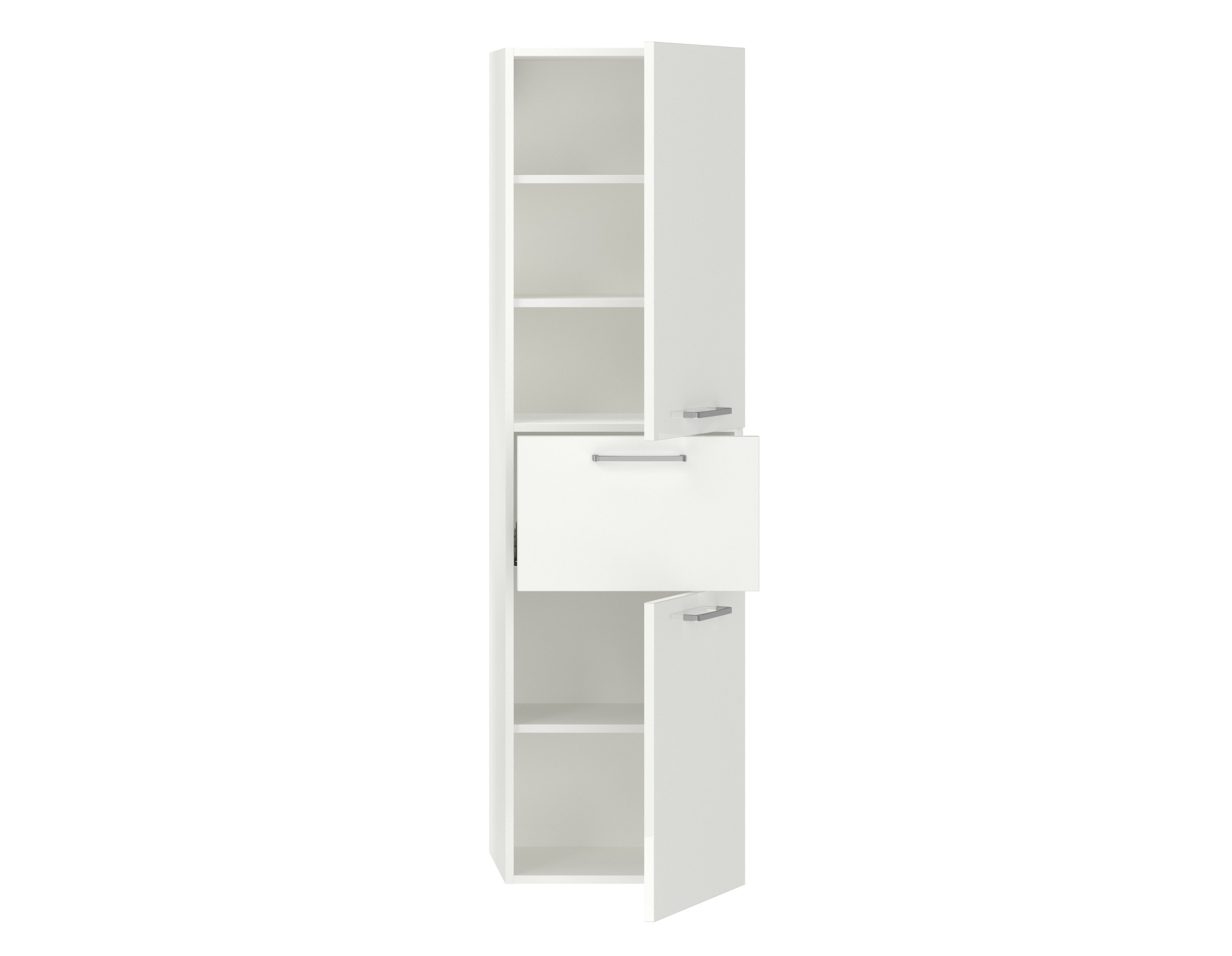 Badschrank weiß mit zwei Türen und einer Schublade nobilia