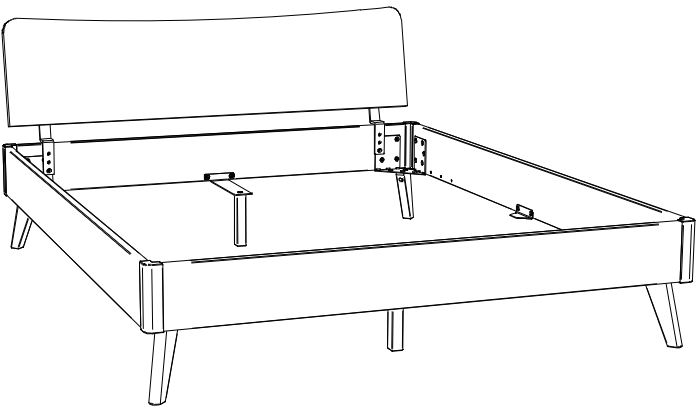 HA.5110.5564.7432 Hasena -  Lounge Bett Caluso | Holzkopfteil Wave | Holzfuß Masino | versch. Größen & Farben konfigurierbar
