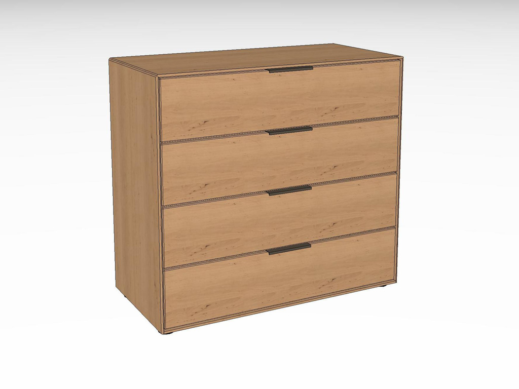 Holzkommode mit vier Schubladen in modernem Design