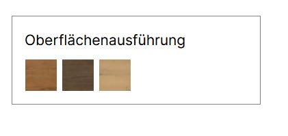 Farbmuster von verschiedenen Holzoberflächen in Tabellenform von Hasena