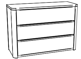 Illustration einer Kommode mit drei schubladen vor weißem hintergrund aida von hasena