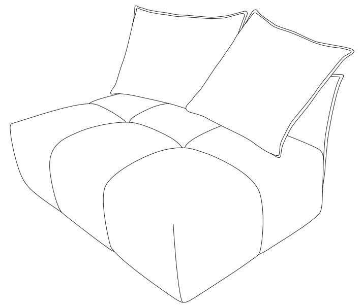 DW.P.D064106 designwerk Palace - Element breit ohne Armteil | inkl. 1 Kissen A & 1Kissen B | B: 149 cm | D064106