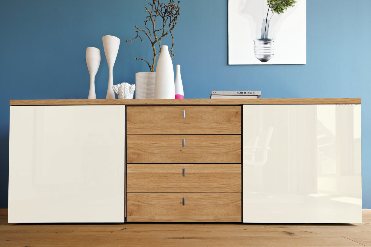 now! by hülsta. time | Sideboard, 2 Schiebetüren, 4 Schubladen | B: 210,0 cm