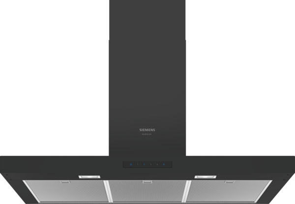 Siemens studioLine - Wand Dunstabzugshaube iQ300 (90 cm) INKL. 5 JAHRE GARANTIE | LC96BBM65 Schwarze Siemens Dunstabzugshaube mit Edelstahlfiltern und Touch-Bedienfeld