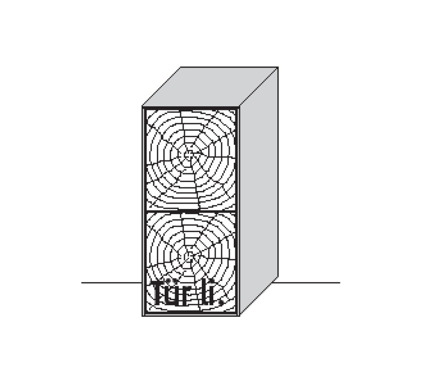Illustration eines kleinen Schrankes mit Holzakzent vor weißem Hintergrund