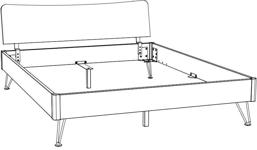 HA.5110.5564.7436 Hasena -  Lounge Bett Locarno | Holzkopfteil Wave | Metallfuß Locito | versch. Größen & Farben konfigurierbar