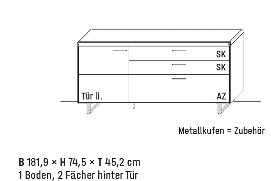 Wöstmann WM 2520 - Sideboard | Type 2883/2884 | B: 181,9 cm | Wildeiche massiv