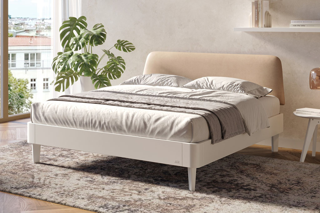 Hasena Fine-Line Bett | Syma 18 Rahmen | Lanito Füsse | Kim Kopfteil | weiss deckend lackiert