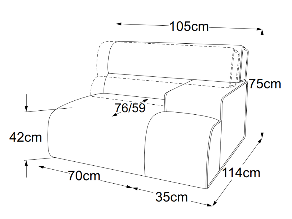 designwerk Colosseo - Element 70 Armteil rechts | B: 105 cm | mit Rückenverstellung | D081112 designwerk Colosseo - Element 70 Armteil rechts | B: 105 cm | mit Rückenverstellung | D081112