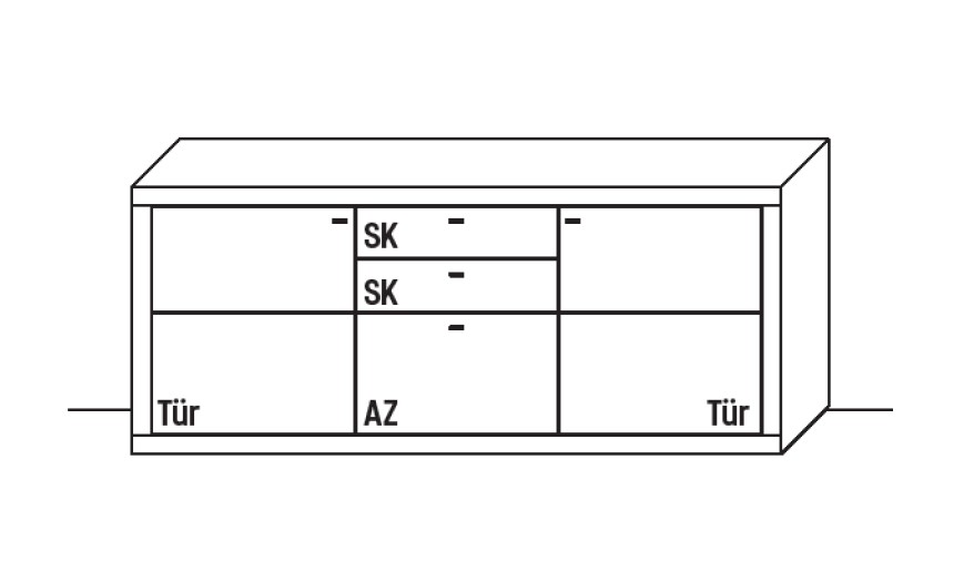 Illustration eines Sideboards vor weißem Hintergrund
