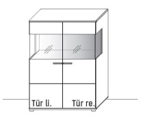 Illustration eines Highboards vor weißem Hintergrund