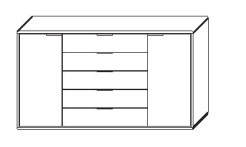 WM.7100.3180 Wöstmann WSM 7100 - Kombikommode (3180), 2 Türen, 5 Schubkästen | B 184,6, H 108,4 cm | Wildeiche massiv 