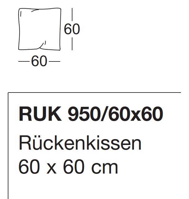 Illustration eines Kissens mit Maßangaben und Artikelbezeichnung vor weißem Hintergrund