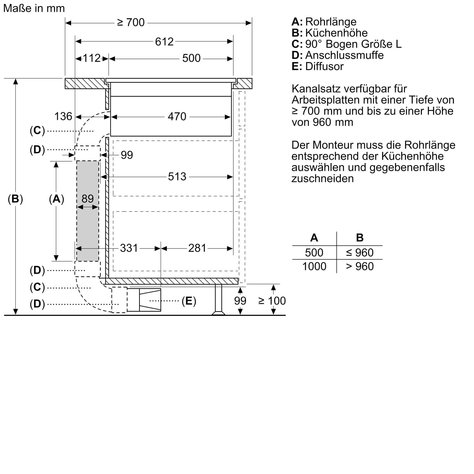 Einbauzeichnung zu Siemens Dampfbackofen ED80ABS16E.