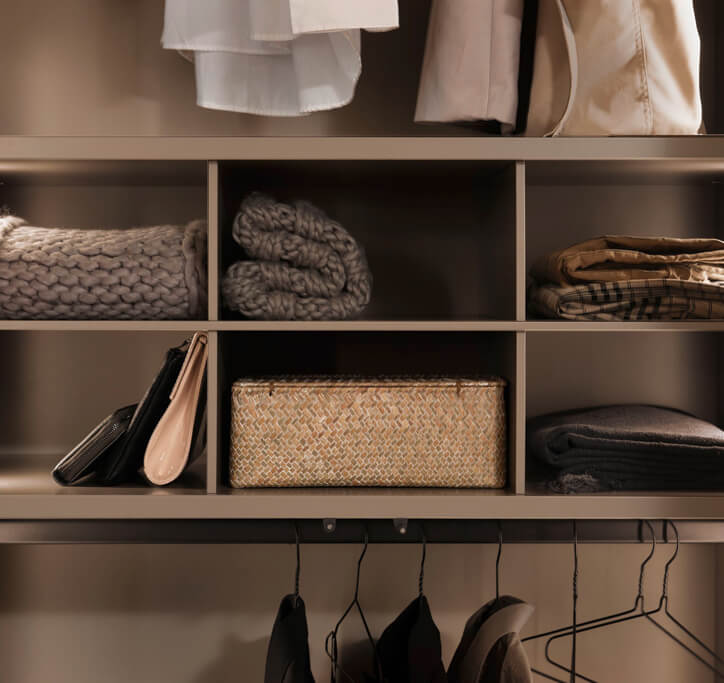 Facheinteilung Kleiderschrank offene Fächer
