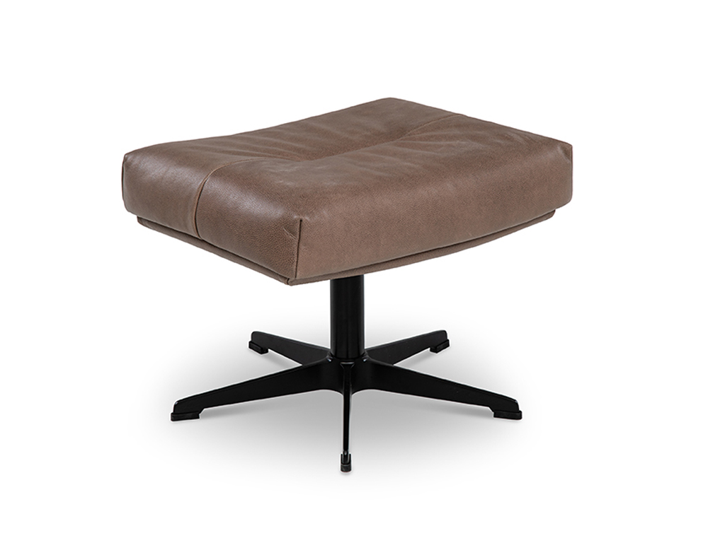 designwerk Julia - Hocker Brauner Fußhocker mit gepolstertem Sitz auf schwarzem Metallfuß, ideal für Wohnzimmer oder Büro