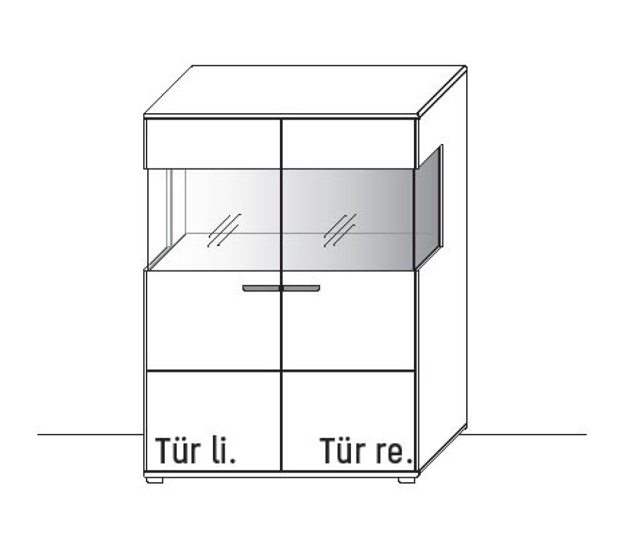 Illustration eines Highboards vor weißem Hintergrund