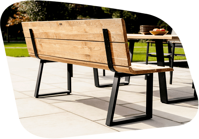 Gartenbank in Teak Holz und anthrazit Gestell
