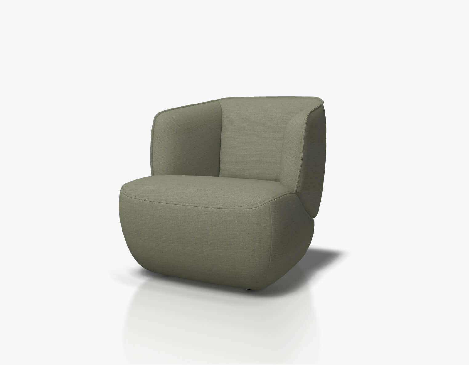 Rolf Benz 384 - Sessel (Loungesessel) | Stoff, olivgrün 18.260 Eleganter olivgrüner Sessel mit modernem Design und gepolsterten Armlehnen