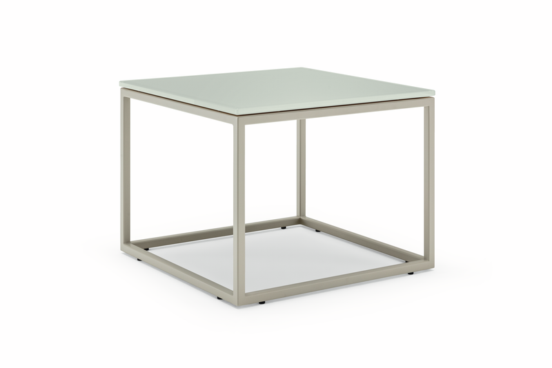 Rolf Benz 912 - Beistelltisch | 41 x 41 Minimalistischer quadratischer Beistelltisch aus Metall mit heller Tischplatte