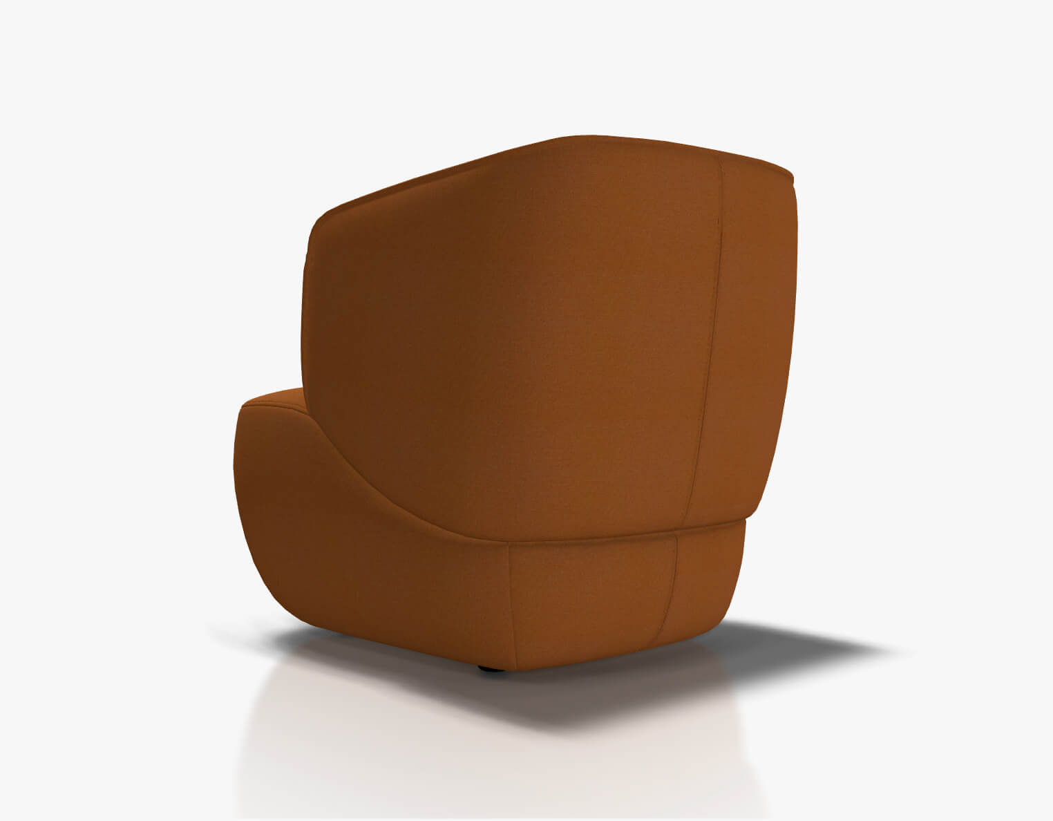 Moderner brauner Polstersessel mit elegantem Design aus der seitlichen Perspektive