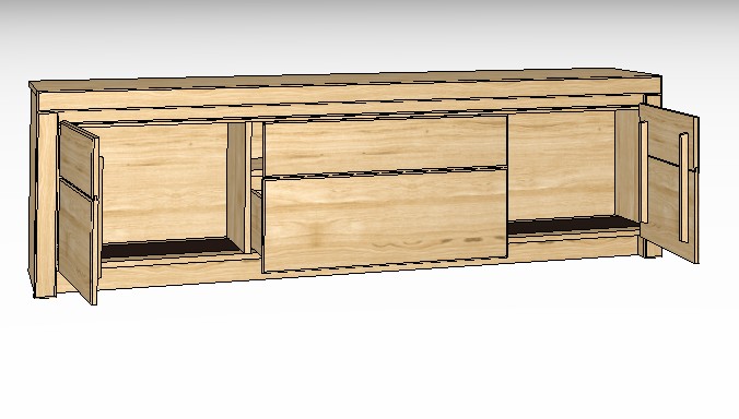 braunes Lowboard vor weißem Hintergrund