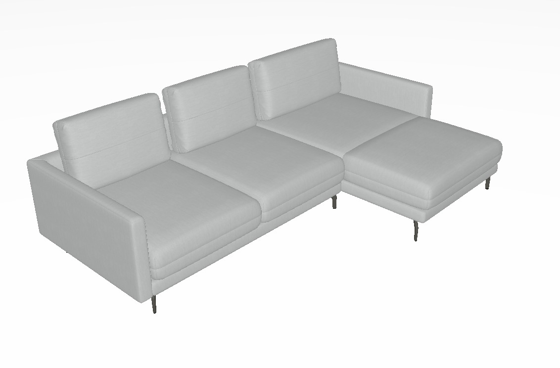 graues Ecksofa vor weißem hintergrund