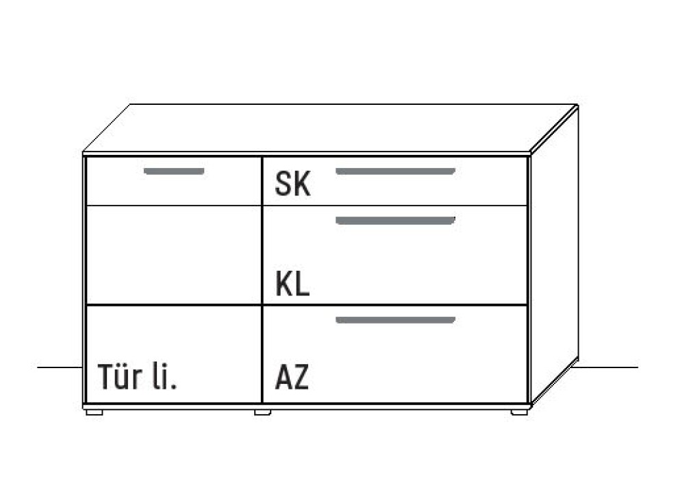Illustration eines Sideboards vor weißem Hintergrund