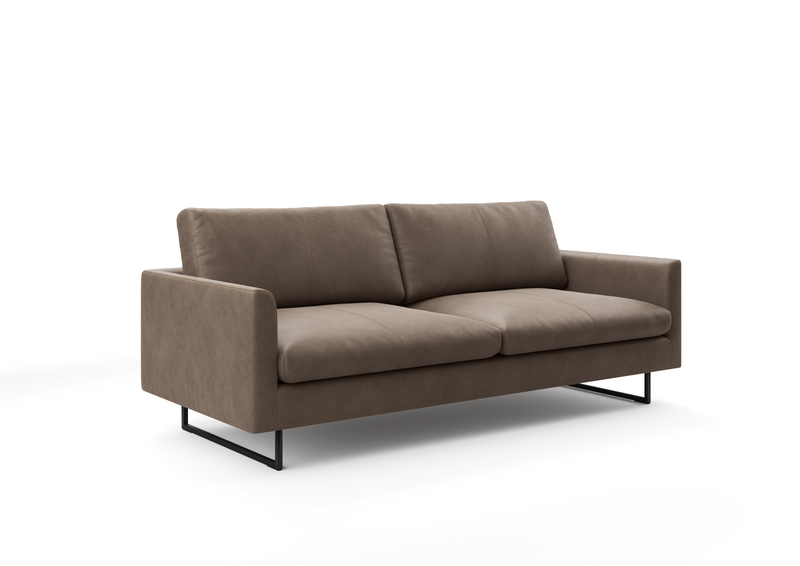 freistil Rolf Benz 134 - Sofa | alle Ausführungen konfigurierbar Zweiersofa in Braun mit geradlinigem Design und schwarzen Metallbeinen