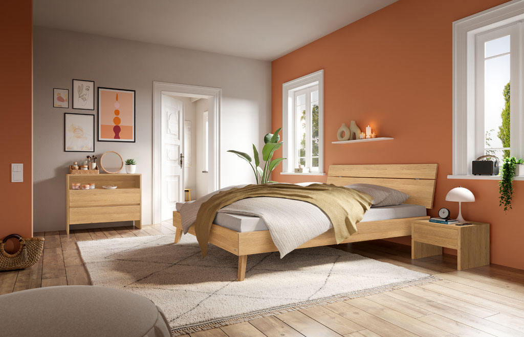 Hasena - Trento Bett Floris | Rahmen Trento 16 | Kopfteil Lino | Füße Nelo | konfigurierbar