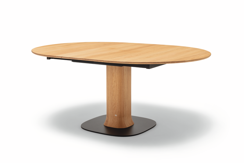 Rolf Benz 983 - Esstisch | rund mit Auszugfunktion Ovaler Holztisch mit edlem Design und zentralem Standfuß