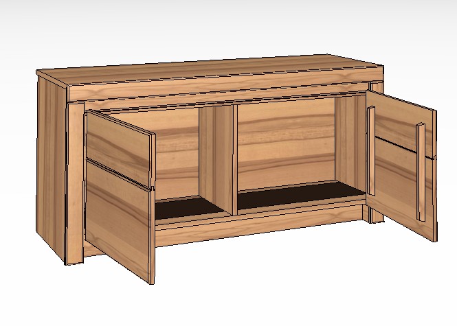 braunes Lowboard vor weißem Hintergrund