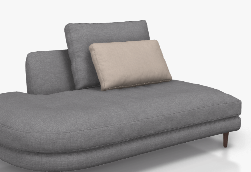 zwei Rückenkissen auf dem Sofa liegend in grau und beige