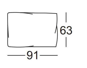 Illustration eines Kissens mit Maßangabe vor weißem Hintergrund