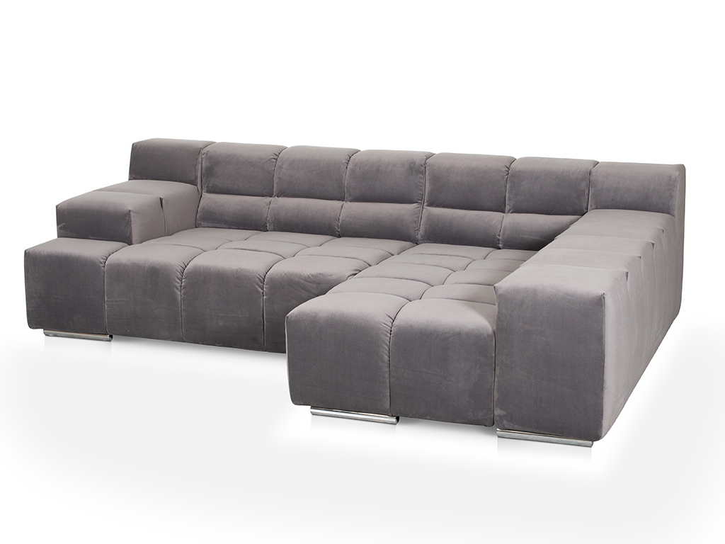 Modernes graues Ecksofa aus Stoff mit rechteckiger Form, ideal für das Wohnzimmer