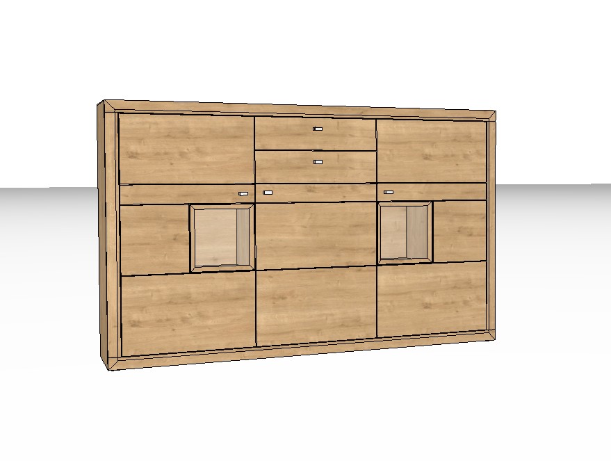 braunes Highboard vor weißem Hintergrund