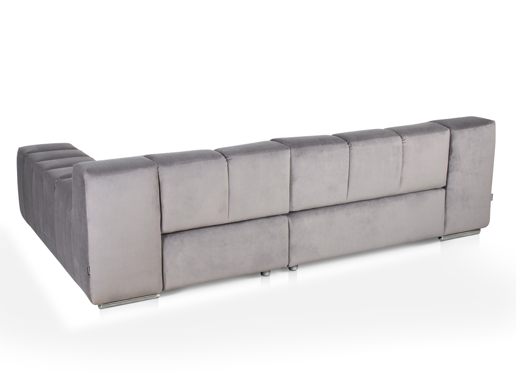 Rückansicht eines modularen grauen Ecksofas im modernen Design