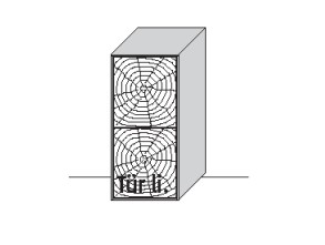 Illustration eines kleinen Schrankes mit Holzakzent vor weißem Hintergrund