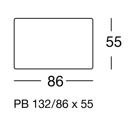 freistil Rolf Benz 132 - Polsterbank | B: 86 cm | PB 132/86 x 55 Maßzeichnung eines Sofaelements vor weißem Hintergrund freistil Rolf Benz 132