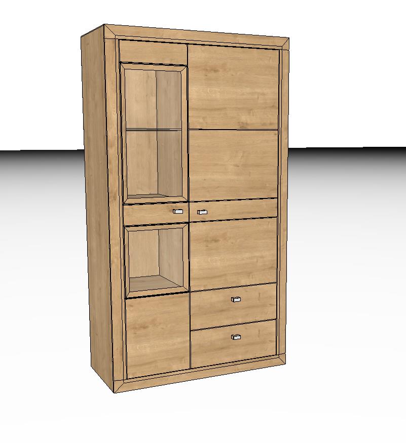 Wöstmann Aurum - Schrank mit Schubkasten | Type 4983/4984 | Wildeiche massiv | B: 92,2 cm | konfigurierbar Ein moderner Holzschrank mit Glasteil und mehreren Schubladen