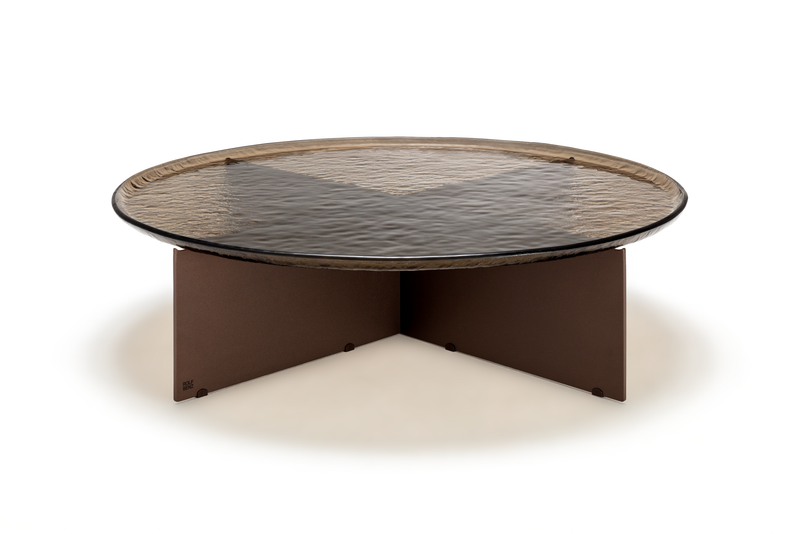 Couchtisch Rolf Benz 970 in brauner Farbe mit Glastischplatte