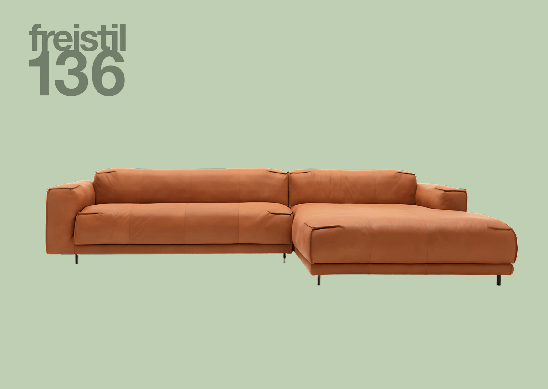 orangene Ledercouch aus freistil Kollektion 136