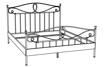 Illustration eines Eisenbettes vor weißem Hintergrund