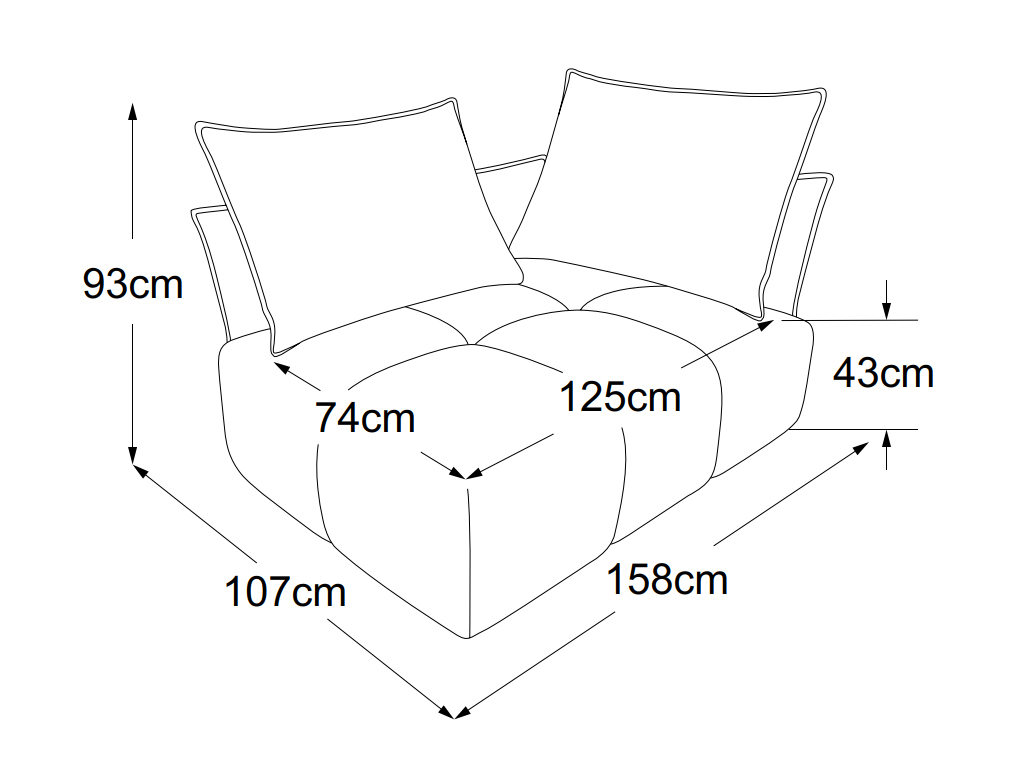 designwerk Palace - Element breit Armteil rechts | inkl. 2 Kissen A | B: 158 cm | D064522 designwerk Palace - Element breit Armteil rechts | inkl. 2 Kissen A | B: 158 cm | D064522