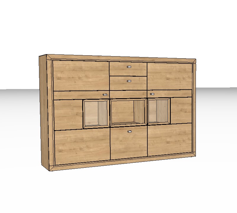 braunes Highboard vor weißem Hintergrund