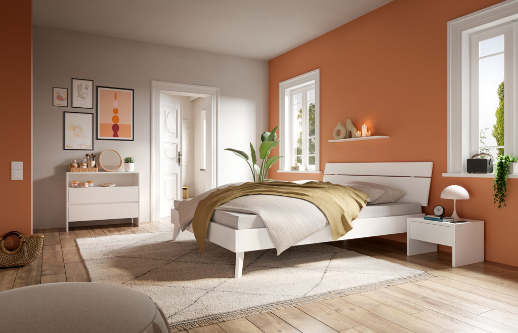 Hasena - Trento Bett Floris | Rahmen Trento 16 | Kopfteil Lino | Füße Nelo | konfigurierbar